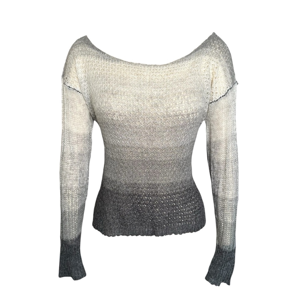 White to grey ombre off-the-shoulder sweater